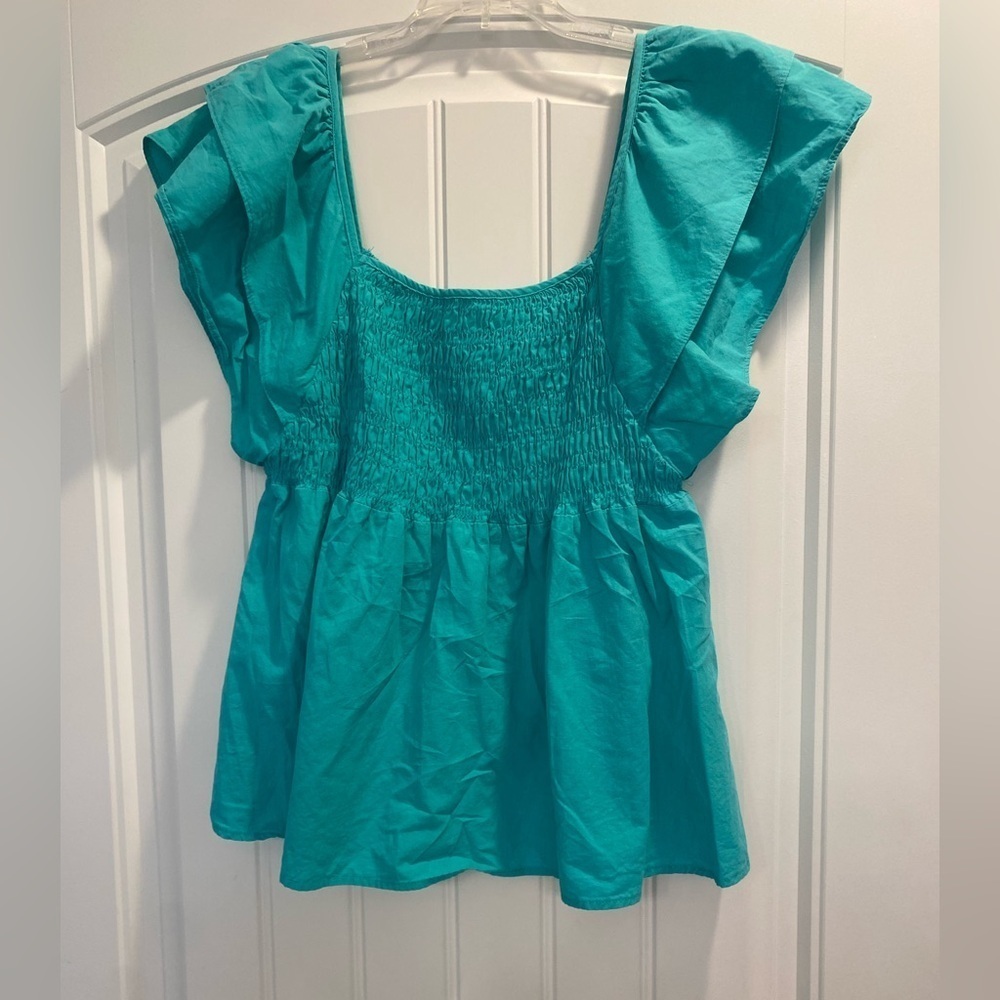 Umgee Babydoll Tunic Top blouse flutter cap sleeve size medium cotton